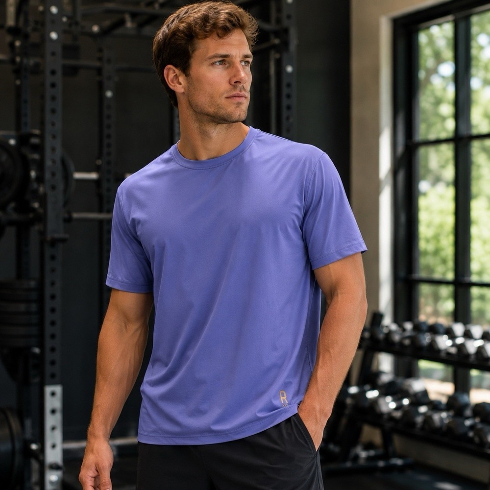 Rhone Base Training Relax T Shirt Mens Small Periwinkle Athletic Performance Tee
